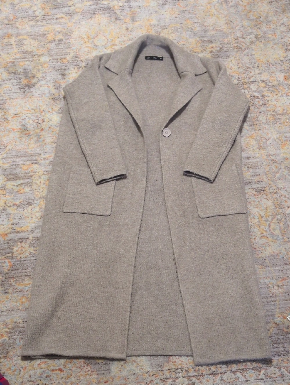Women’s Open-Front Long Tan Coatigan